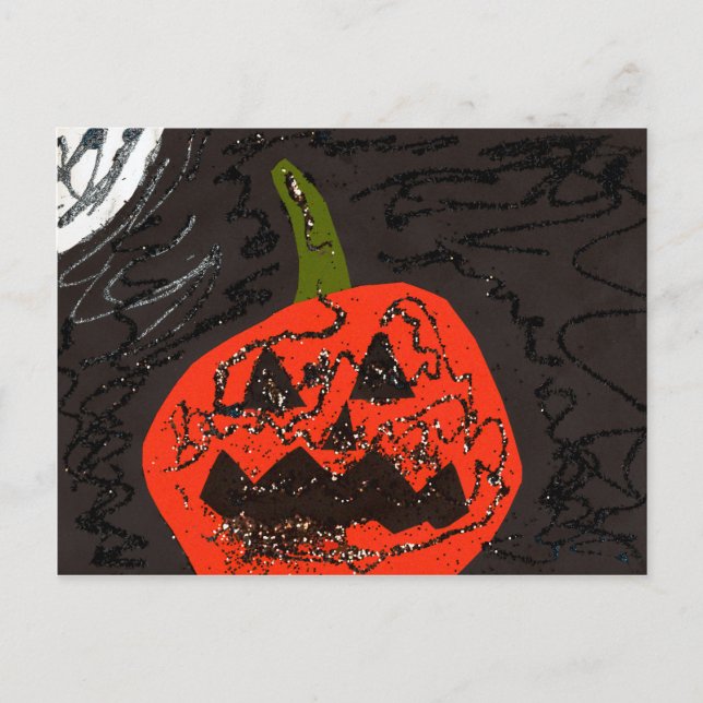 Beängstigender Glitzer Jack o' Lantern Postkarte (Vorderseite)