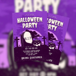 Beängstigender Grabstein Pumpkin Halloween-Party Einladung