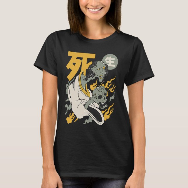 Beängstigender, grauenhafter, japanischer Teufelsk T-Shirt (Vorderseite)
