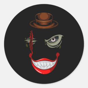 Beängstigender Halloween Clown Charakter Horror Mo Runder Aufkleber