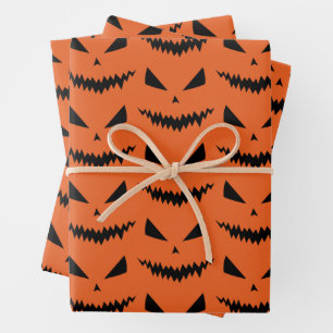 Beängstigender Halloween-Jack OLantern-Schwarz-Ges Geschenkpapier Set