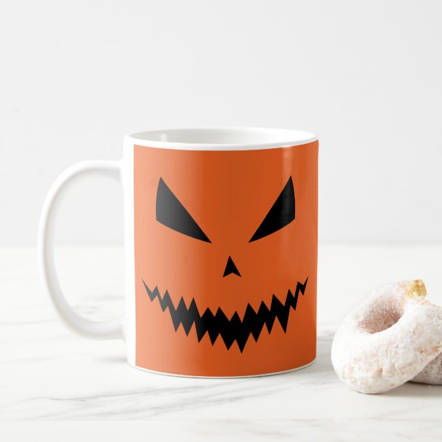 Beängstigender Halloween-Jack OLantern-Schwarz-Ges Kaffeetasse (Mit Donut)