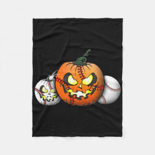 Beängstigender Halloween-Kürbis für Baseballspiele Fleecedecke