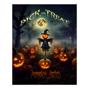 Beängstigender Halloween-Kürbispfch Poster