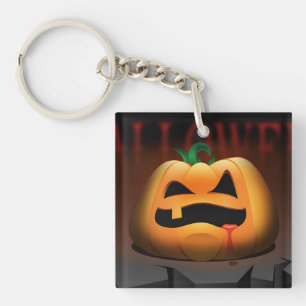 Beängstigender Halloween One Tooth Pumpkin Acrylic Schlüsselanhänger