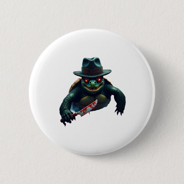 Beängstigender Halloween Turtle T - Shirt Button (Vorderseite)