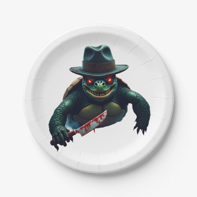 Beängstigender Halloween Turtle T - Shirt Pappteller (Vorderseite)