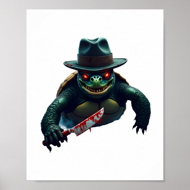 Beängstigender Halloween Turtle T - Shirt Poster (Vorne)