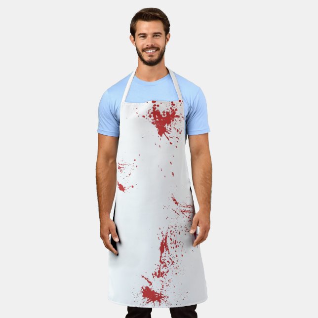 Beängstigender Horror Spritzer Weiß und Rotes Blut Schürze (Getragen)