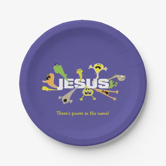 Beängstigender Jesus Pappteller (Vorderseite)