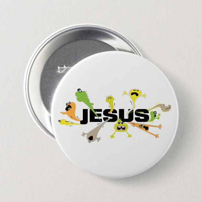 Beängstigender Jesus (schwarz) Button (Vorne & Hinten)