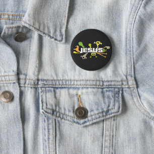 Beängstigender Jesus (weiß) Button