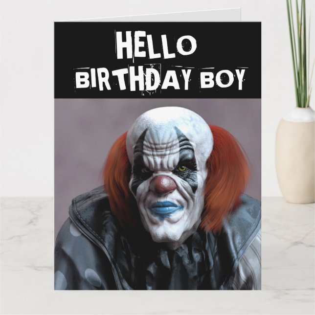 BEÄNGSTIGENDER KLEINFUNNY BIRTHDAY BOY ÜBERSIERTE  KARTE (Vorderseite)