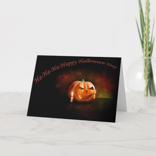 Beängstigender Kürbis-glücklicher Halloween-Tag Karte (Vorderseite)
