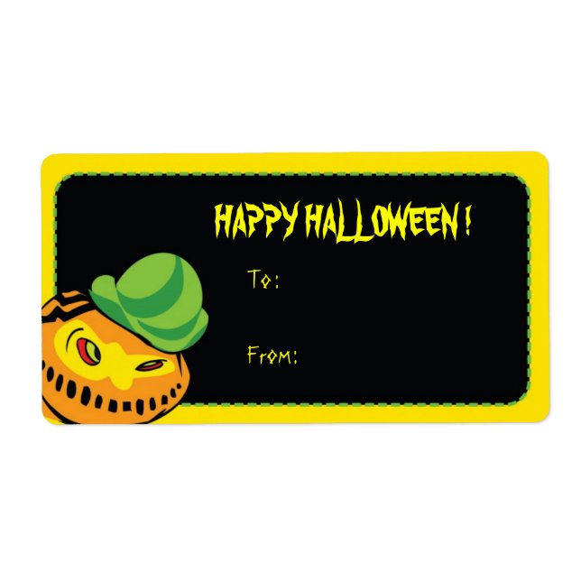 Beängstigender Kürbis - Halloween-Labels (Vorne)