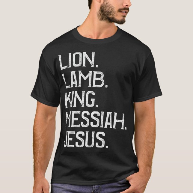 Beängstigender Lion Lamb König Messias Jesus Chris T-Shirt (Vorderseite)