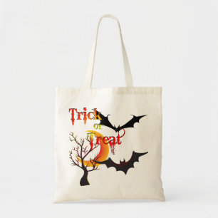 Beängstigender Mond und Fledermäuse Halloween Tragetasche