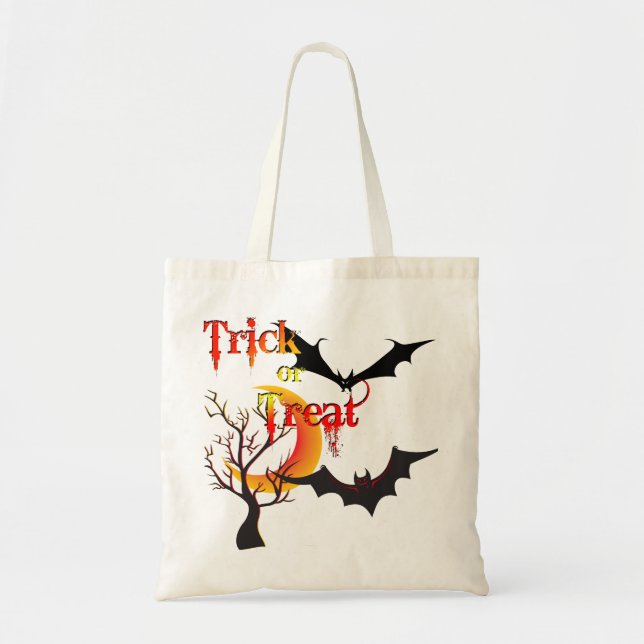 Beängstigender Mond und Fledermäuse Halloween Tragetasche (Vorne)