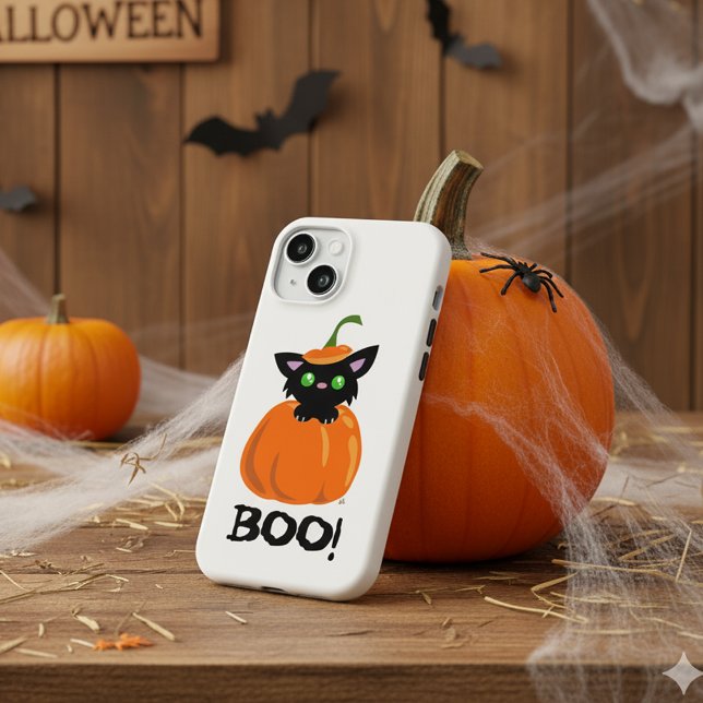 Beängstigender Niedlicher Black Kitty Boo! Hallowe Case-Mate iPhone Hülle (Von Creator hochgeladen)