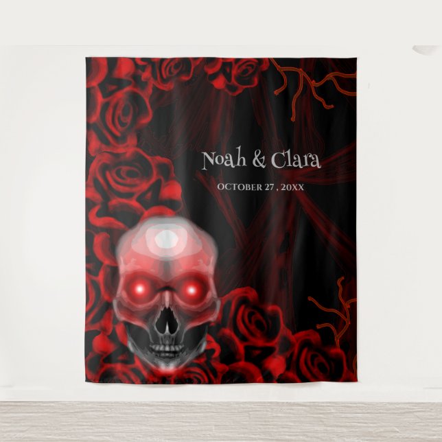 Beängstigender rötlich-blumiger, dunkelmoodisch-go wandteppich (Vorderseite)