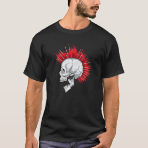Beängstigender Schädel mit rotem Mohawhaar T-Shirt
