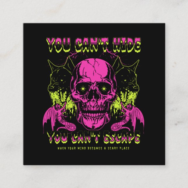 Beängstigender Schädel und Hund Quadratische Visitenkarte (Vorderseite)