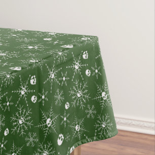 Beängstigender Schädel Weihnachten Schneeflocken g Tischdecke