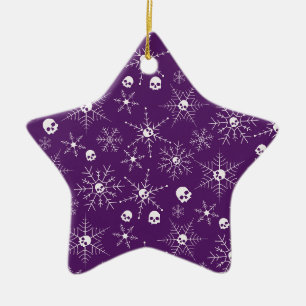 Beängstigender Schädel Weihnachten Schneeflocken l Keramik Ornament