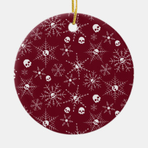 Beängstigender Schädel Weihnachten Schneeflocken r Keramik Ornament