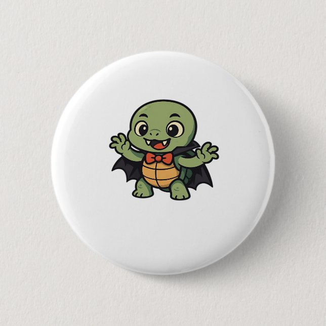 Beängstigender Schildkrötenvampir Halloween Oversi Button (Vorderseite)