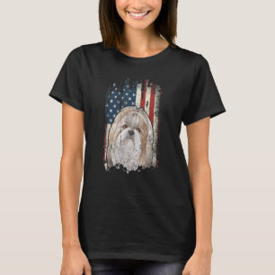Beängstigender Shih Tzu American Flag Patriotic Do T-Shirt