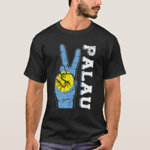 Beängstigender Sieg zwei Fingers Palau Flag Patrio T-Shirt
