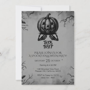 Beängstigender Skeleton Pumpkin Trick oder Treat S Einladung