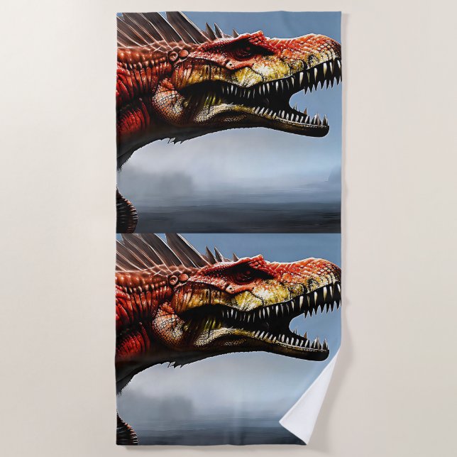 Beängstigender Spinosaurus Dinosaurier, Strandtuch (Vorderseite)