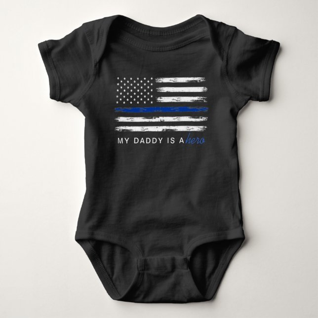Beängstigender Thin Blue Line Polizeihero Baby Strampler (Vorderseite)