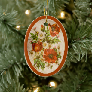 Beängstigender Vintager Viktorianischer Botanische Keramik Ornament