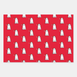 Beängstigender Weihnachtsgeister mit Weihnachtsman Geschenkpapier Set