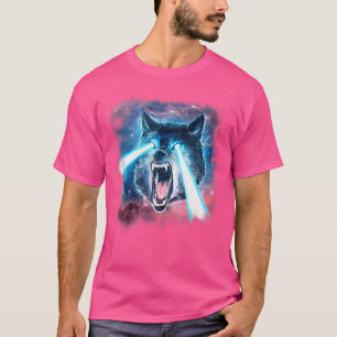 Beängstigender Weißwolf in Raumlasern realistische T-Shirt