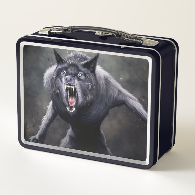 beängstigender Werwolf Metall Brotdose (Rückseite)