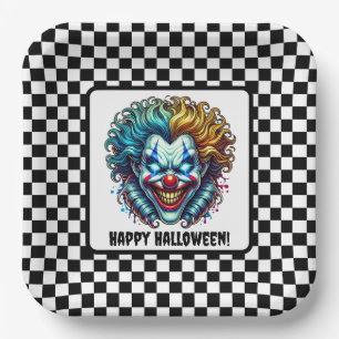 Beängstigender Zirkus Clownspieß Halloween-Papierp Pappteller