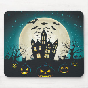 Beängstigendes Blau und Spuk Schwarzes Haus Hallow Mousepad