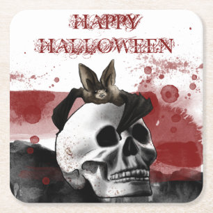 Beängstigendes Bluody Skull Happy Halloween Party Rechteckiger Pappuntersetzer