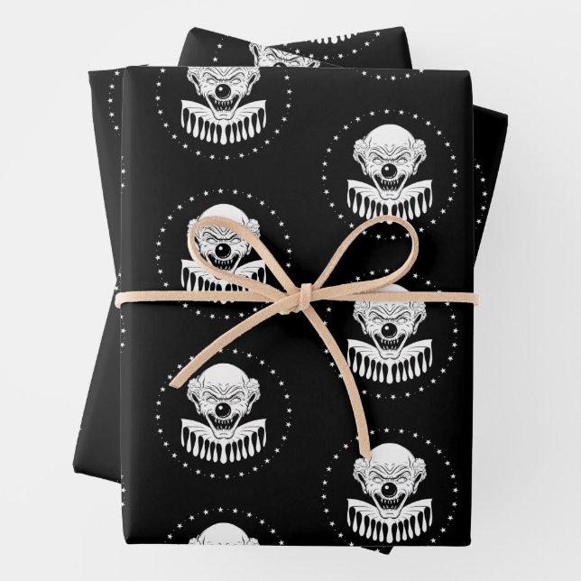 Beängstigendes böse Clownpapier Horror Wrapping Pa Geschenkpapier Set (Beispiel)