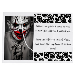 Beängstigendes Böse lächelt Clown & Quote Große Geschenktüte
