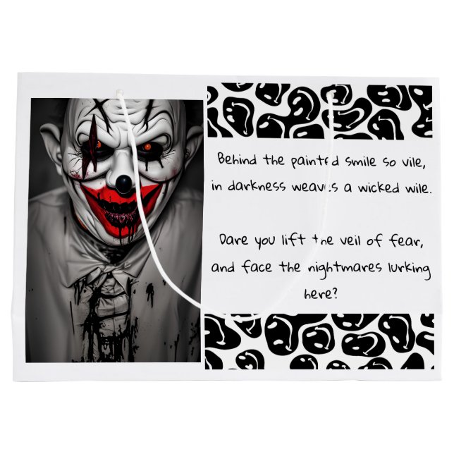 Beängstigendes Böse lächelt Clown & Quote Große Geschenktüte (Rückseite)