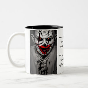 Beängstigendes Böse lächelt Clown & Quote Zweifarbige Tasse