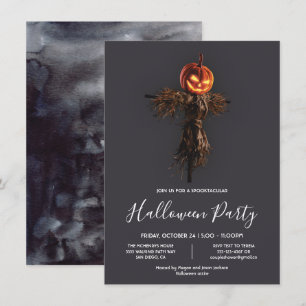 Beängstigendes elegantes Pumpkin Scarecrow Hallowe Einladung