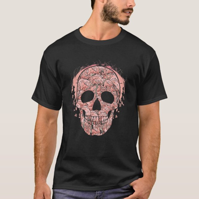 Beängstigendes Flamingween Pink Bird T Shirt (Vorderseite)