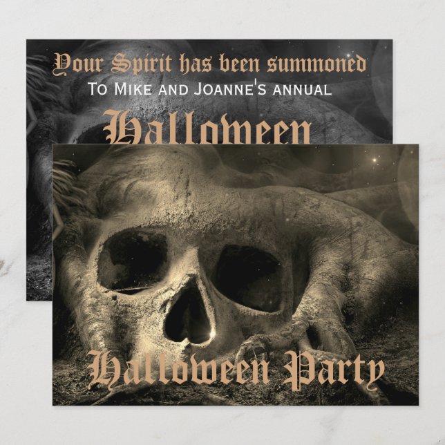 Beängstigendes Gothic Skull-Halloween-Party Einladung (Vorne/Hinten)