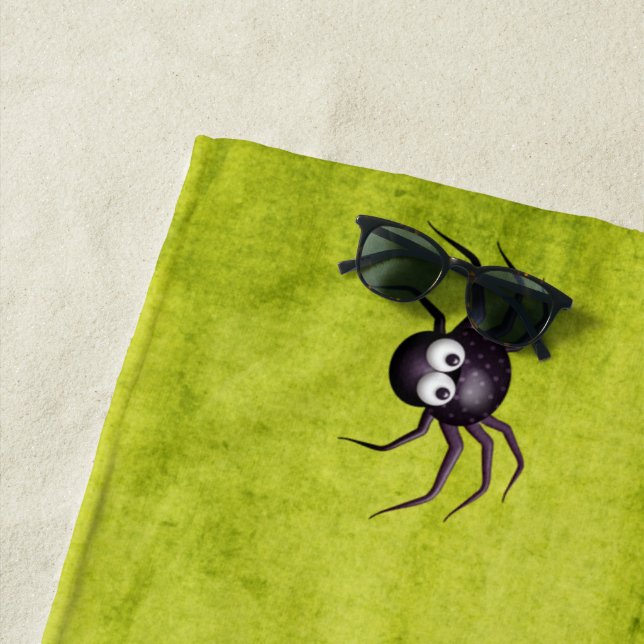Beängstigendes, graues Halloween-Spinnengrün Strandtuch (Beispiel)